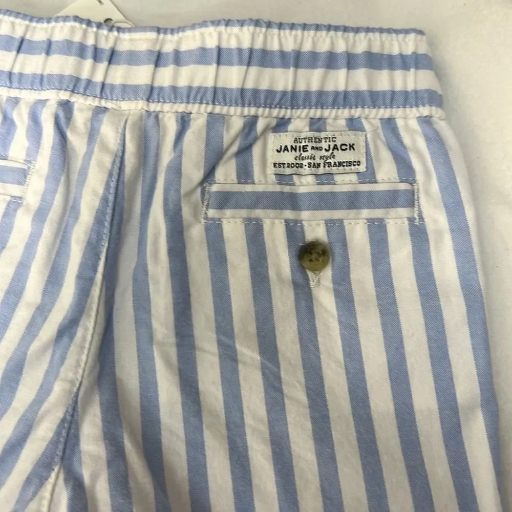 Janie and Jack 100048022 Blue and White Striped Poplin Pull-On Short size 6-12 m